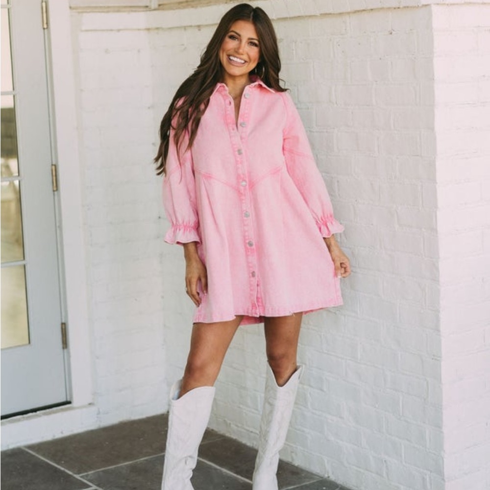 Pink Denim mini Dress